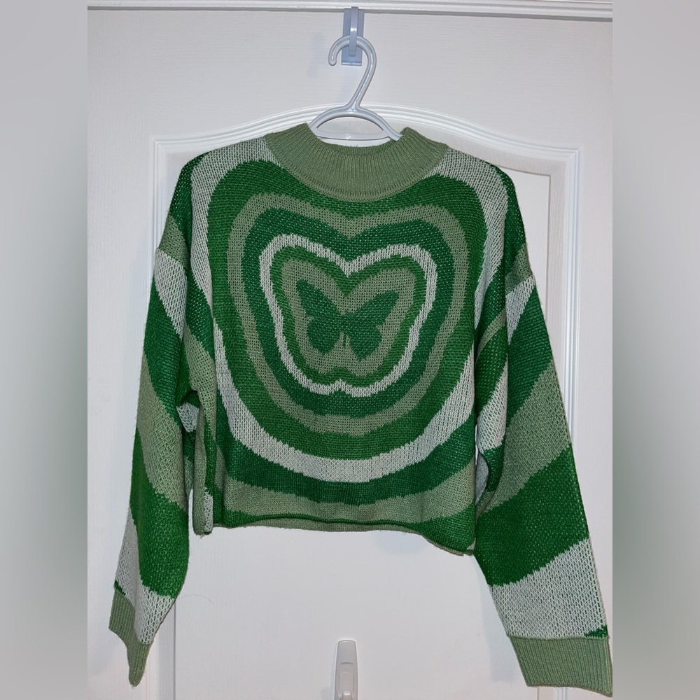 Green H&M butterfly sweater